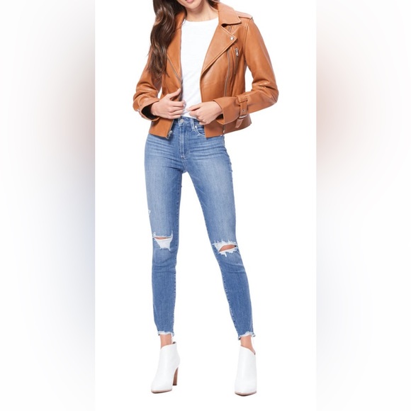🔥🔥PAIGE Transcend Hoxton Ripped High Waist Ankle Skinny Jeans - Picture 6 of 16